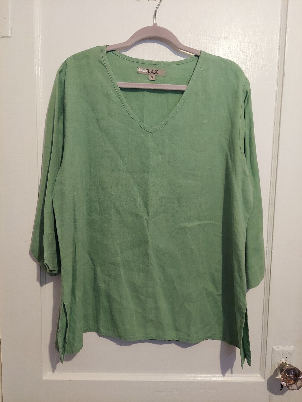 Flax Tunic Womens Medium 100%Linen Minimalist Bohemian Lagenlook Beachy Coastal